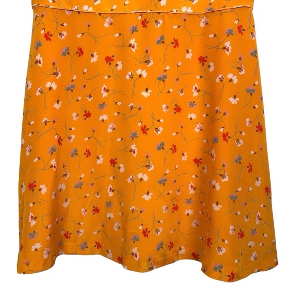 MADEWELL Split Sleeve Yellow Silk Belladonna Dress in Painted Carnations Size 14 - Picture 10 of 13